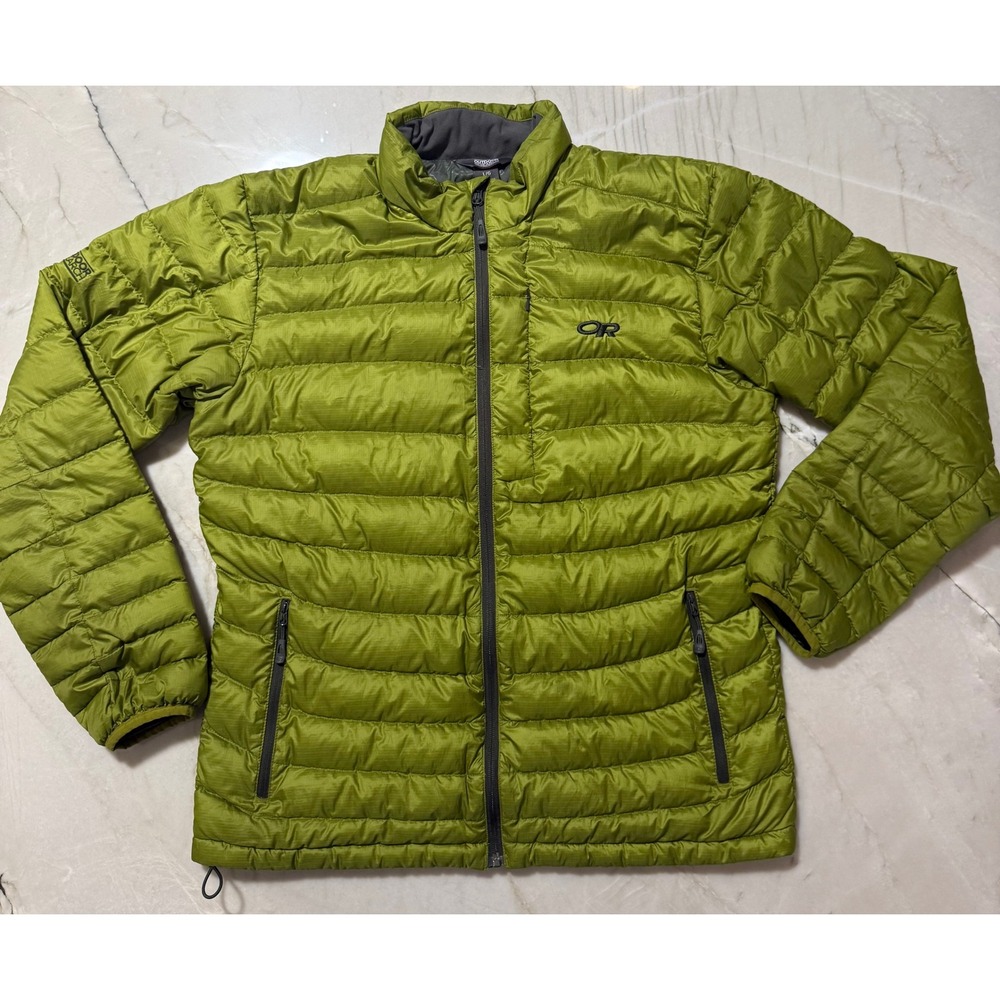 Outdoor Research OR Mens Large Lime Green Transcendent Down Sweater Jacket 156